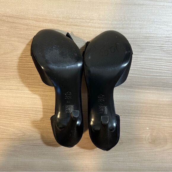 rsvp Black Satin Open-Toe Pumps Heels with Bow Size 7 - Picture 11 of 12